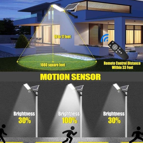 Solar Street Lights Outdoor  196LEDs Srteet Lights Solar Powered IP67 ps5 - Picture 3 of 7